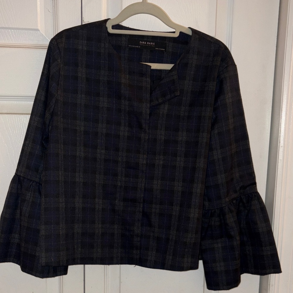 Zara Dark Plaid Women's Blouse